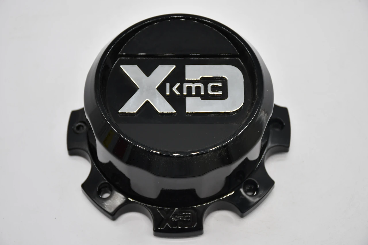 XD844 gloss black truck wheel center cap front view