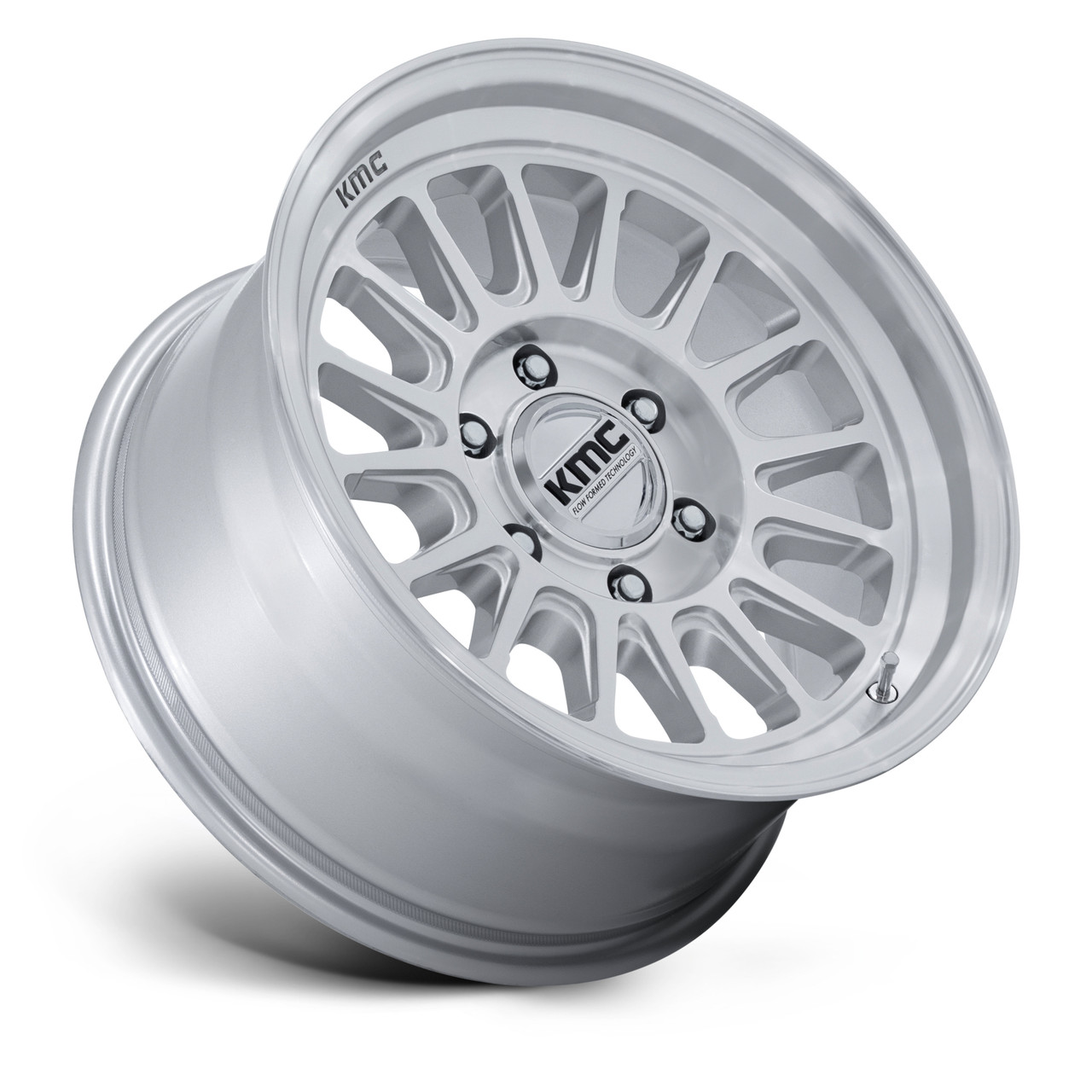 Set 4 17" KMC KM733 Impact FFT 17x8.5 6x135 0mm Gloss Silver Machined Face Rims Offroad Truck SUV Wheels