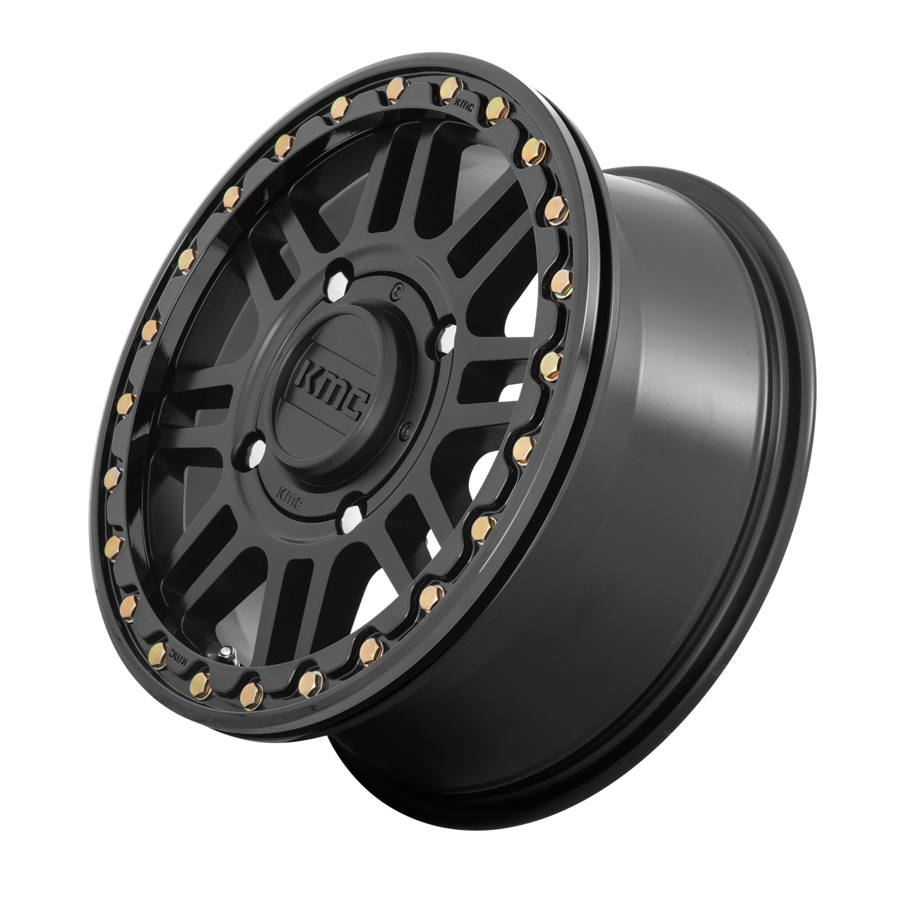 Set 4 KMC Powersports Ks250 Cage Beadlock 15x10 4x137 Satin Black Wheels 15" 0mm