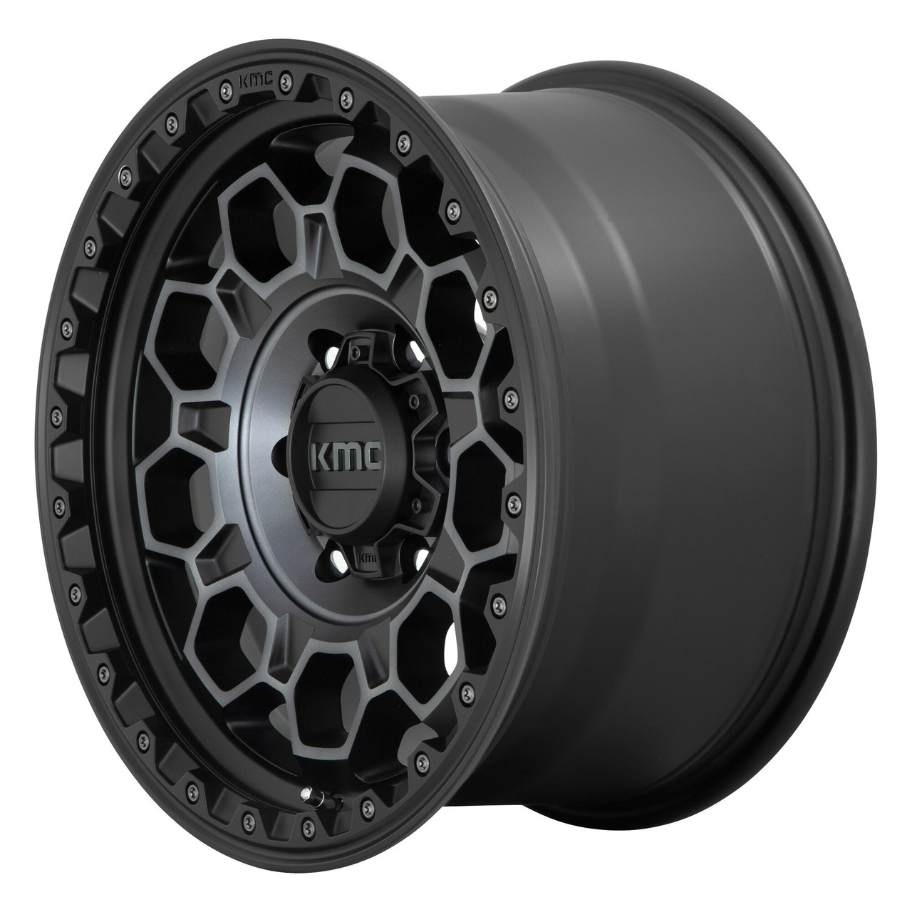 Set 4 KMC KM545 Trek 17x8 6x5.5 Satin Black With Gray Tint Wheels 17" 20mm Rims
