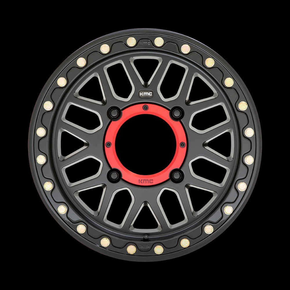Set 4 KMC Powersports Ks235 Grenade Beadlock 15x7 4x156 Black Wheels 15" 10mm