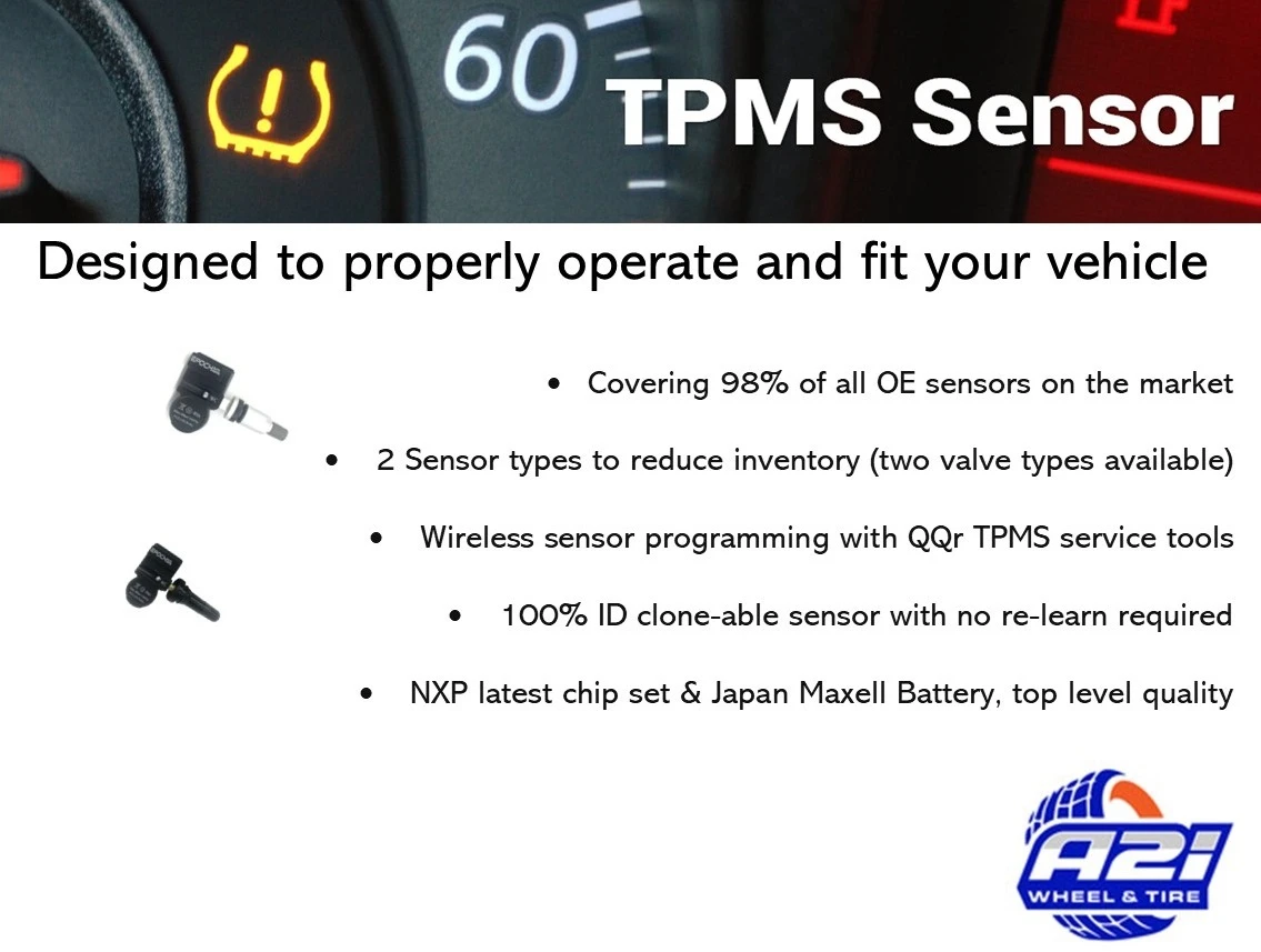 1 TPMS Fits 01/2021-12/2026 Bentley Continental Tire Sensor Replacement Rubber Stem 433 MHz