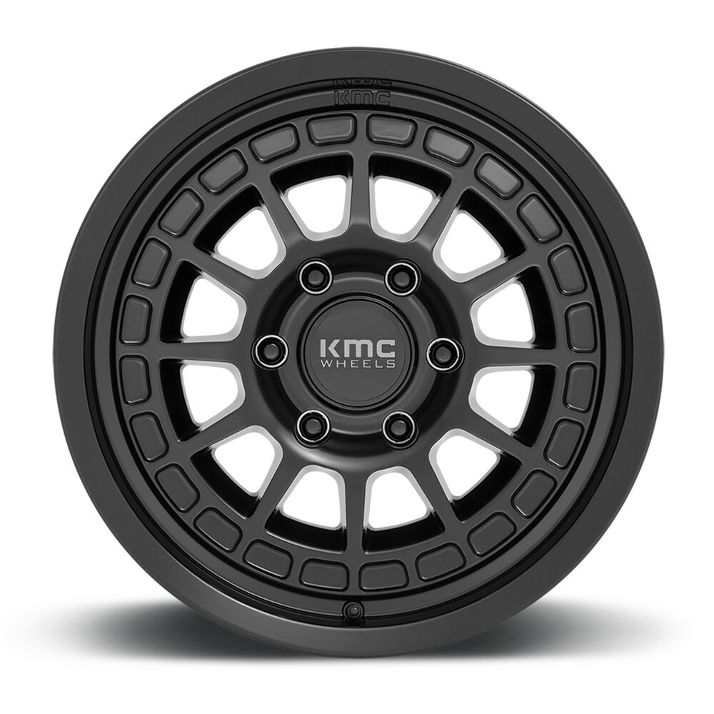 Set 4 KMC KM719 Canyon 17x8.5 6x5.5 Satin Black Wheels 17" 0mm Rims