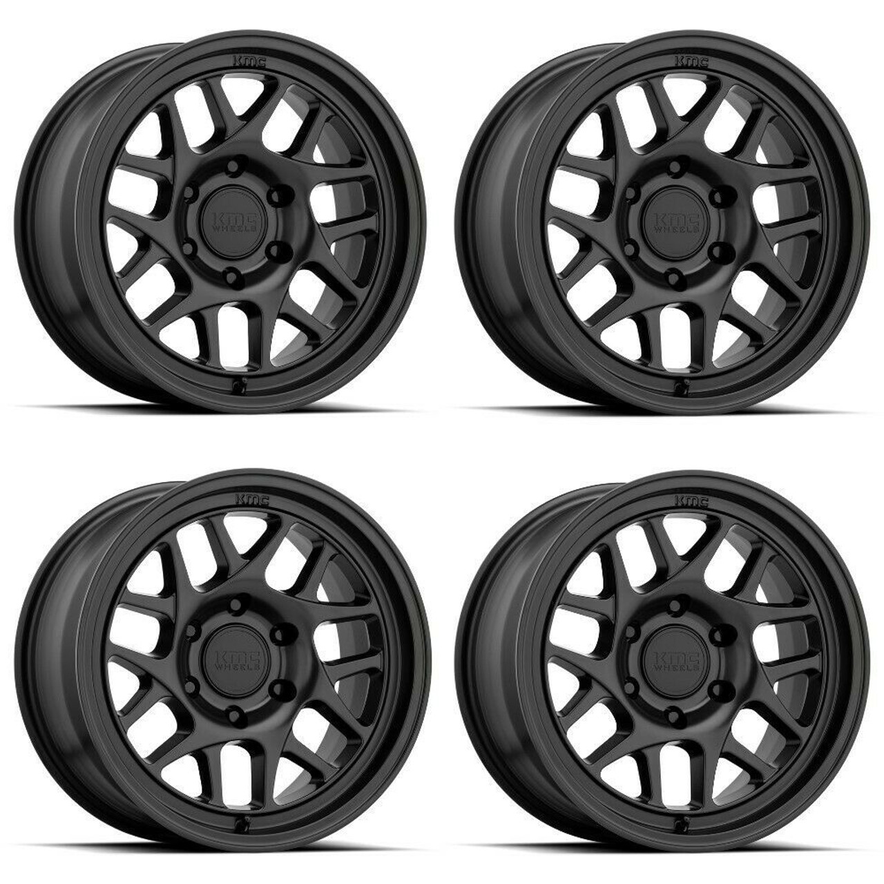 Set 4 17" KMC KM717 Bully Ol 17x8.5 6x4.5 Satin Black Wheels 18mm Rims