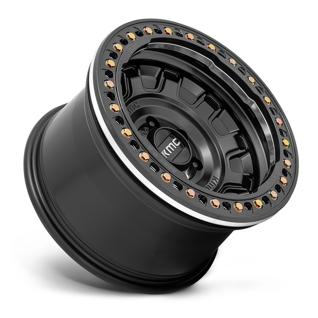 Set 4 KMC KM236 Tank Beadlock 17x9 6x5.5 Satin Black Wheels 17" -15mm Rims