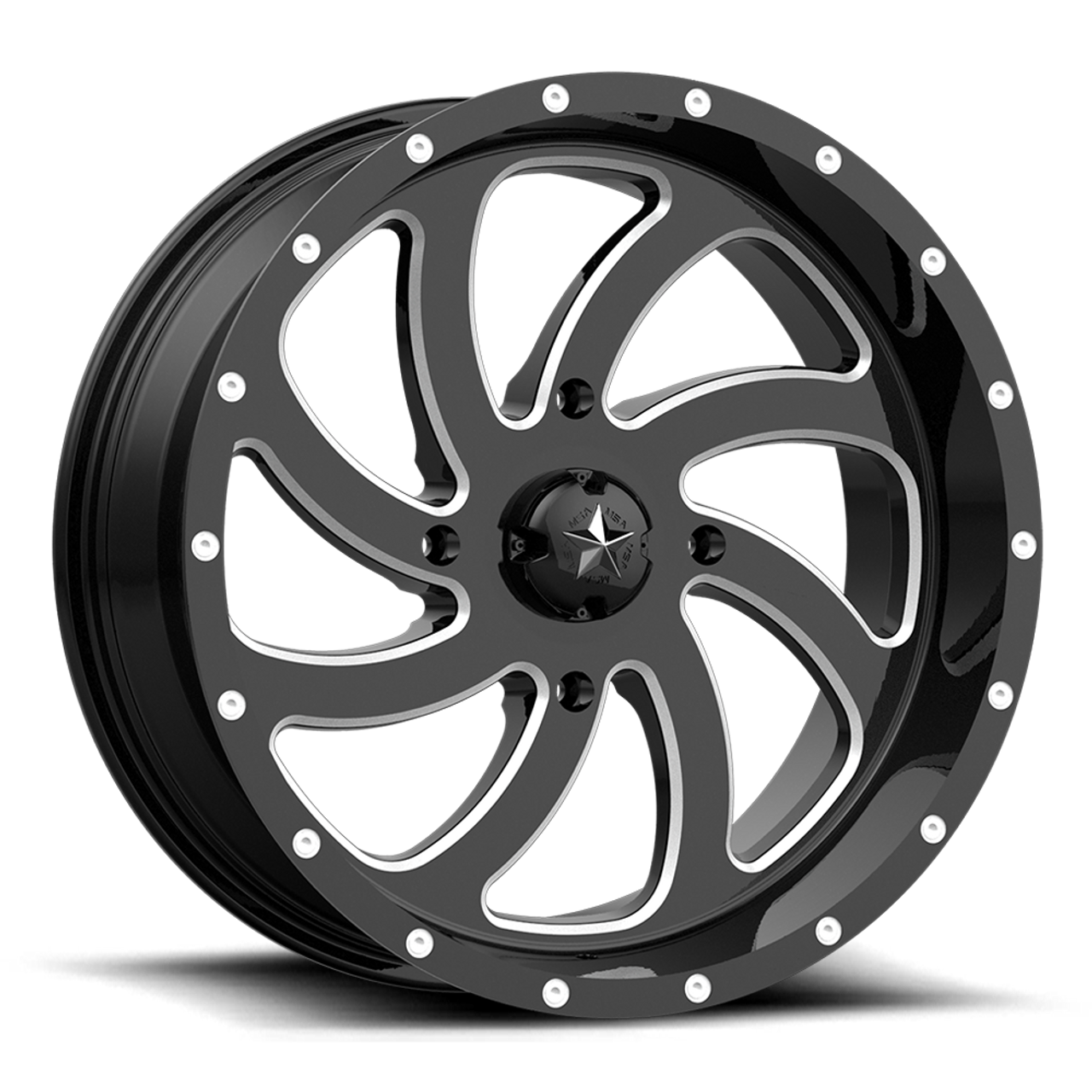 Set 4 MSA Offroad M36 Switch 22x7 4x156 Black Milled Wheels 22" 0mm Rims