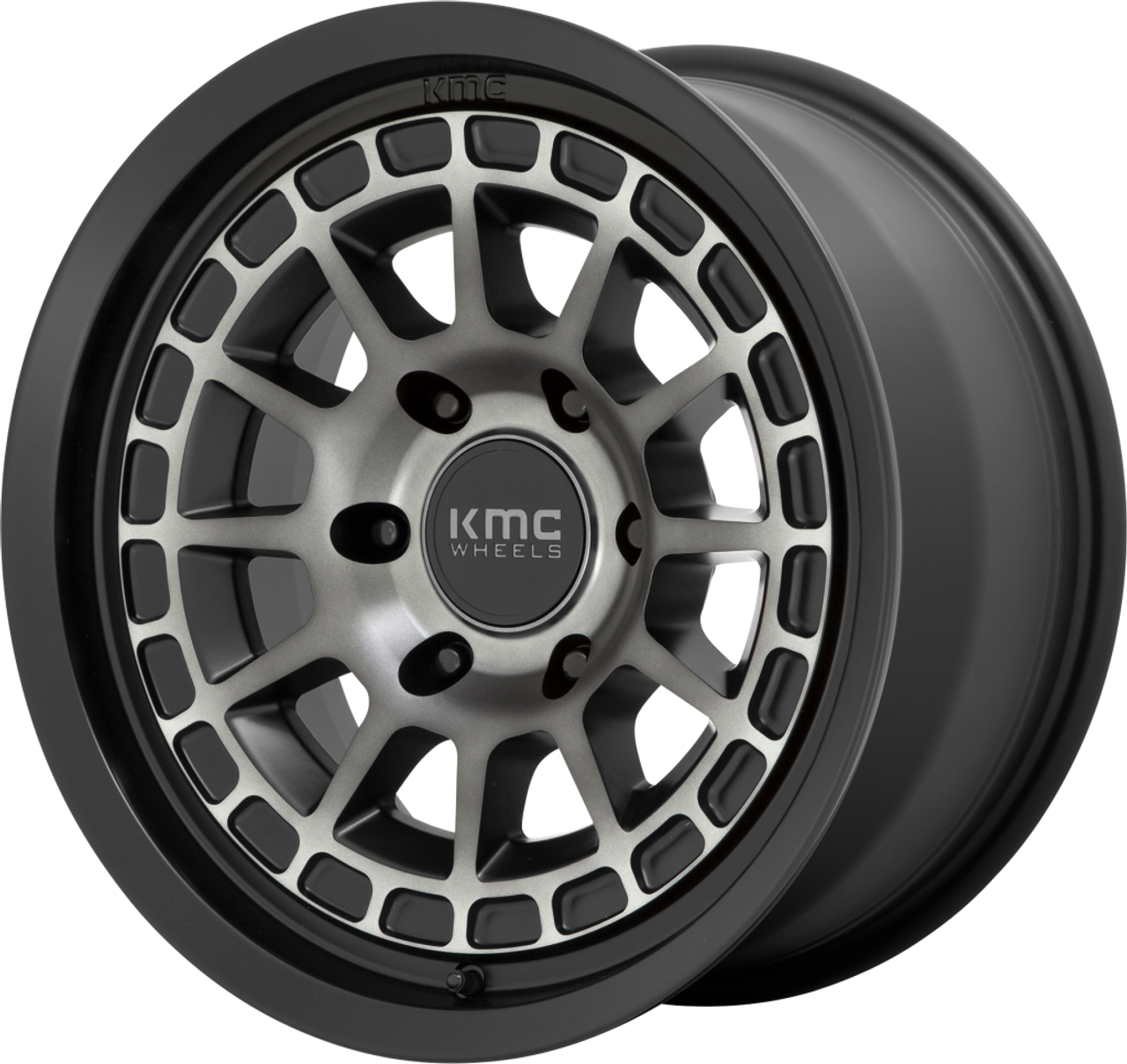 Set 4 17" KMC KM719 Canyon 17x8 5x4.5 Satin Black Gray Tint Wheels 35mm Rims