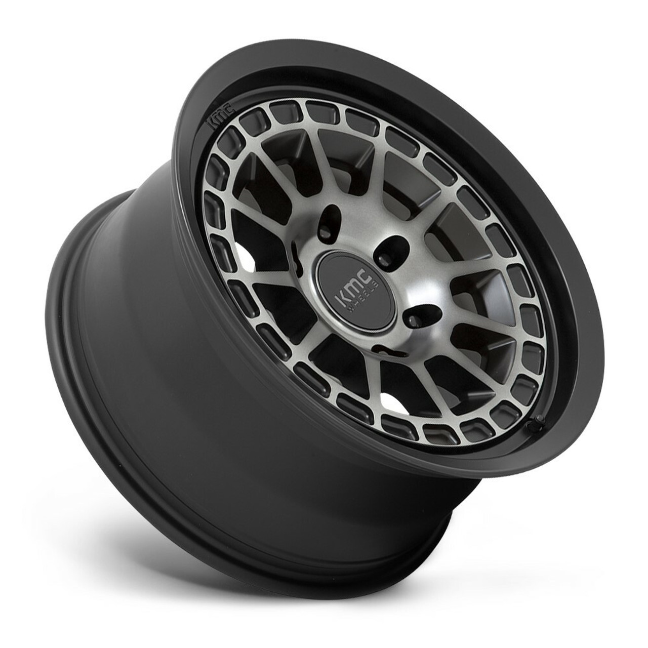 Set 4 17" KMC KM719 Canyon 17x8 5x4.5 Satin Black Gray Tint Wheels 35mm Rims