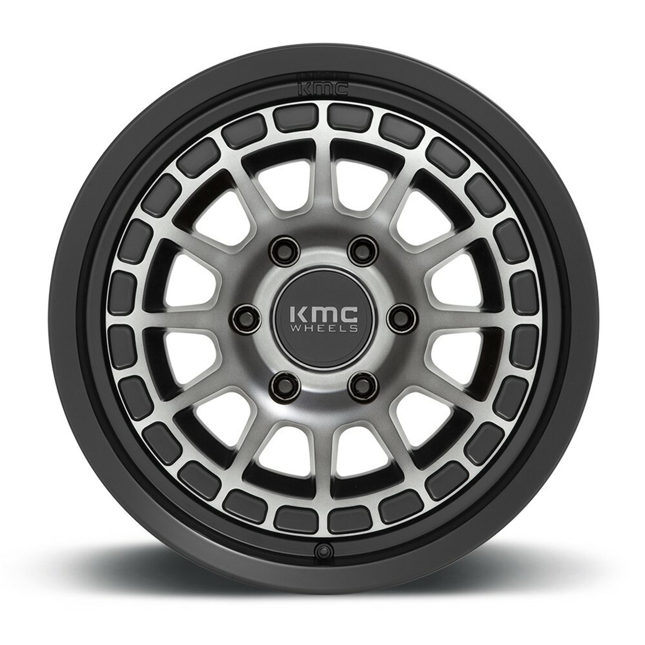 Set 4 17" KMC KM719 Canyon 17x8 5x4.5 Satin Black Gray Tint Wheels 35mm Rims