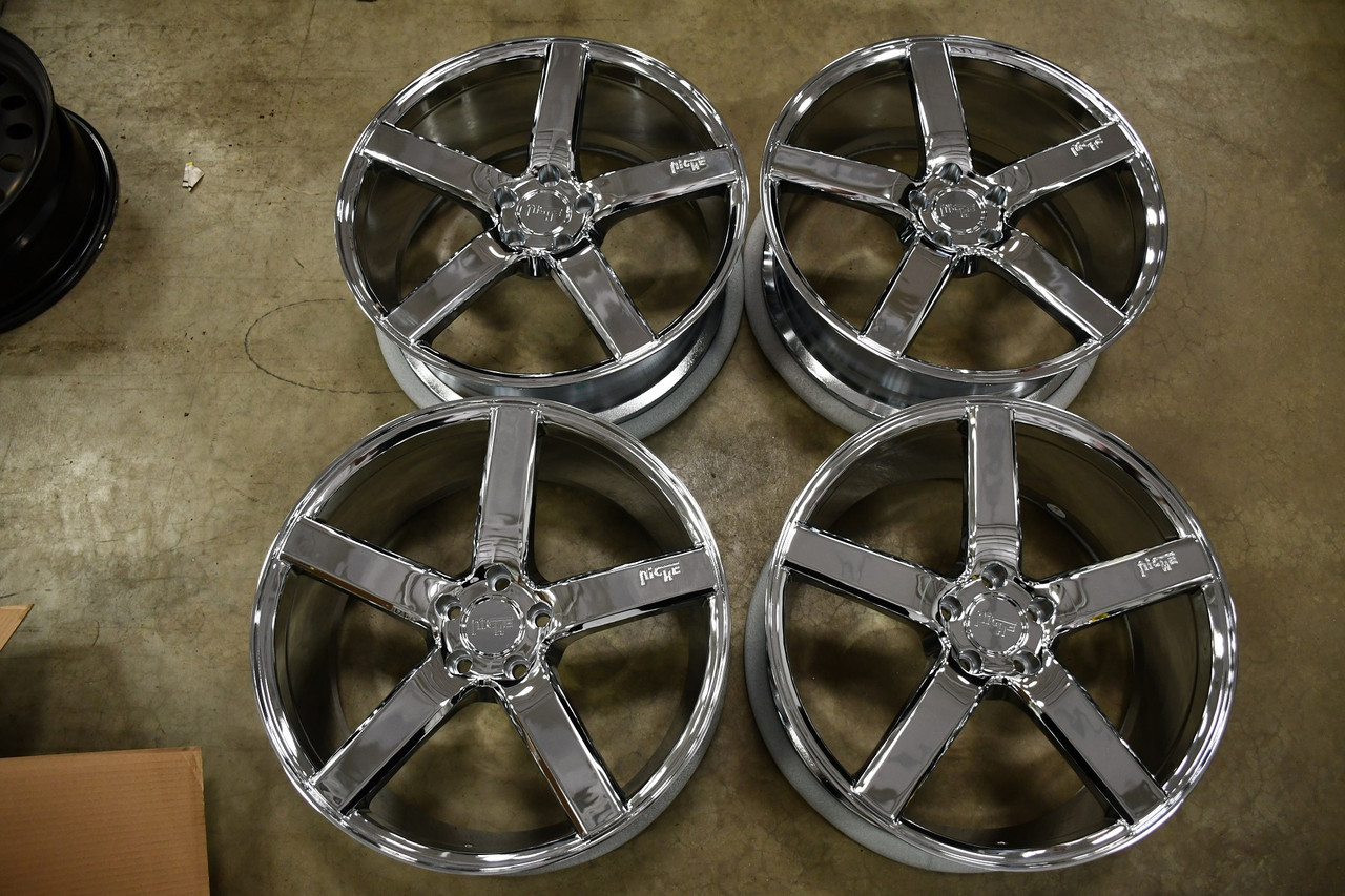 Set 4 Niche M132 Milan 20x8.5 5x112 Chrome Plated Wheels 20" 34mm Rims