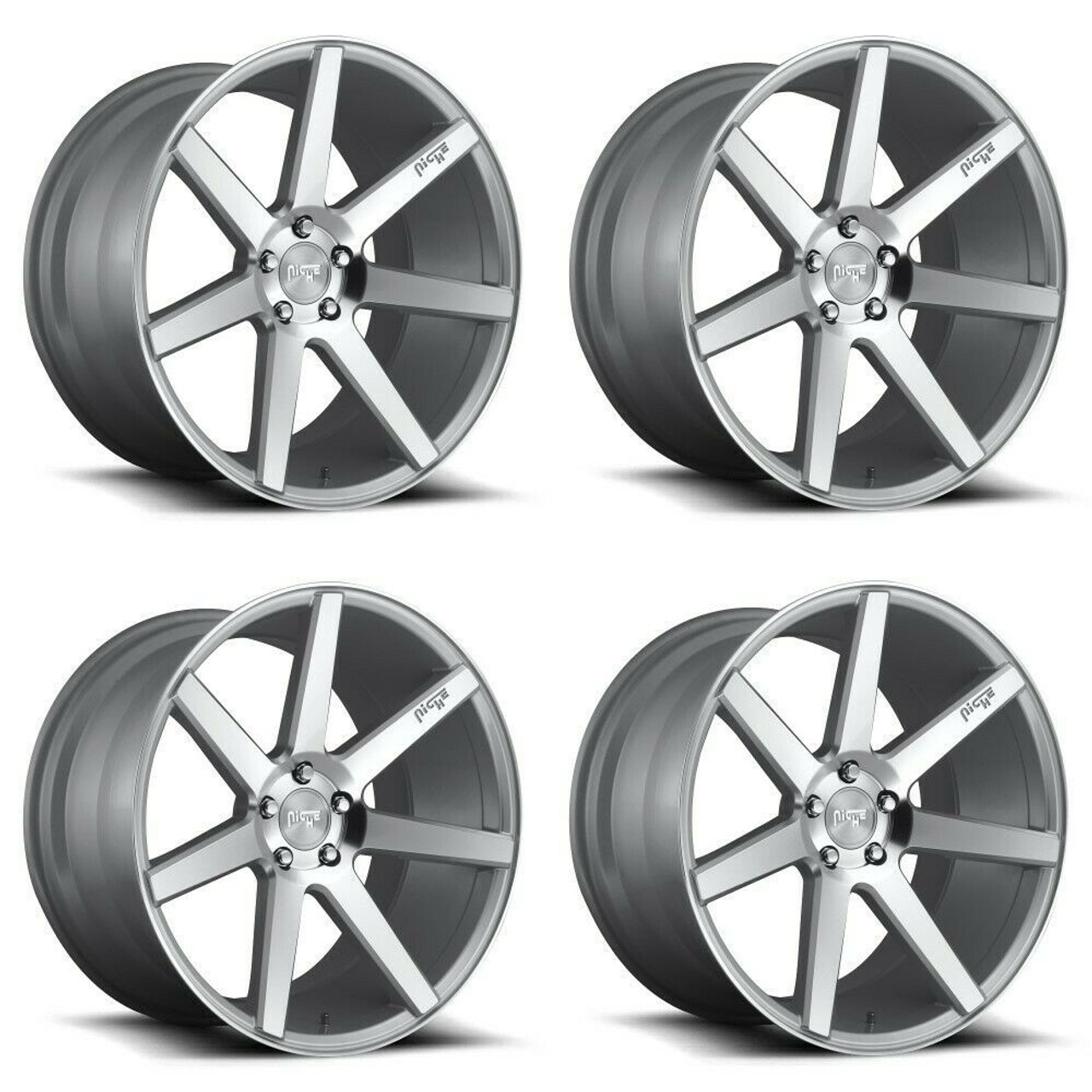 Set 4 Niche M179 Verona 20x9 5x4.5 Gloss Silver Machined Wheels 20" 35mm