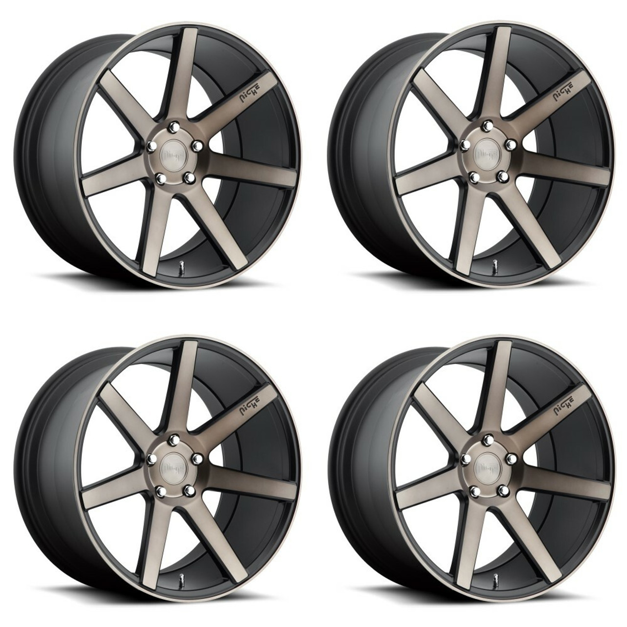 Set 4 20" Niche M150 Verona 20x9 5x112 Matte Black Machined Wheels 25mm Rims