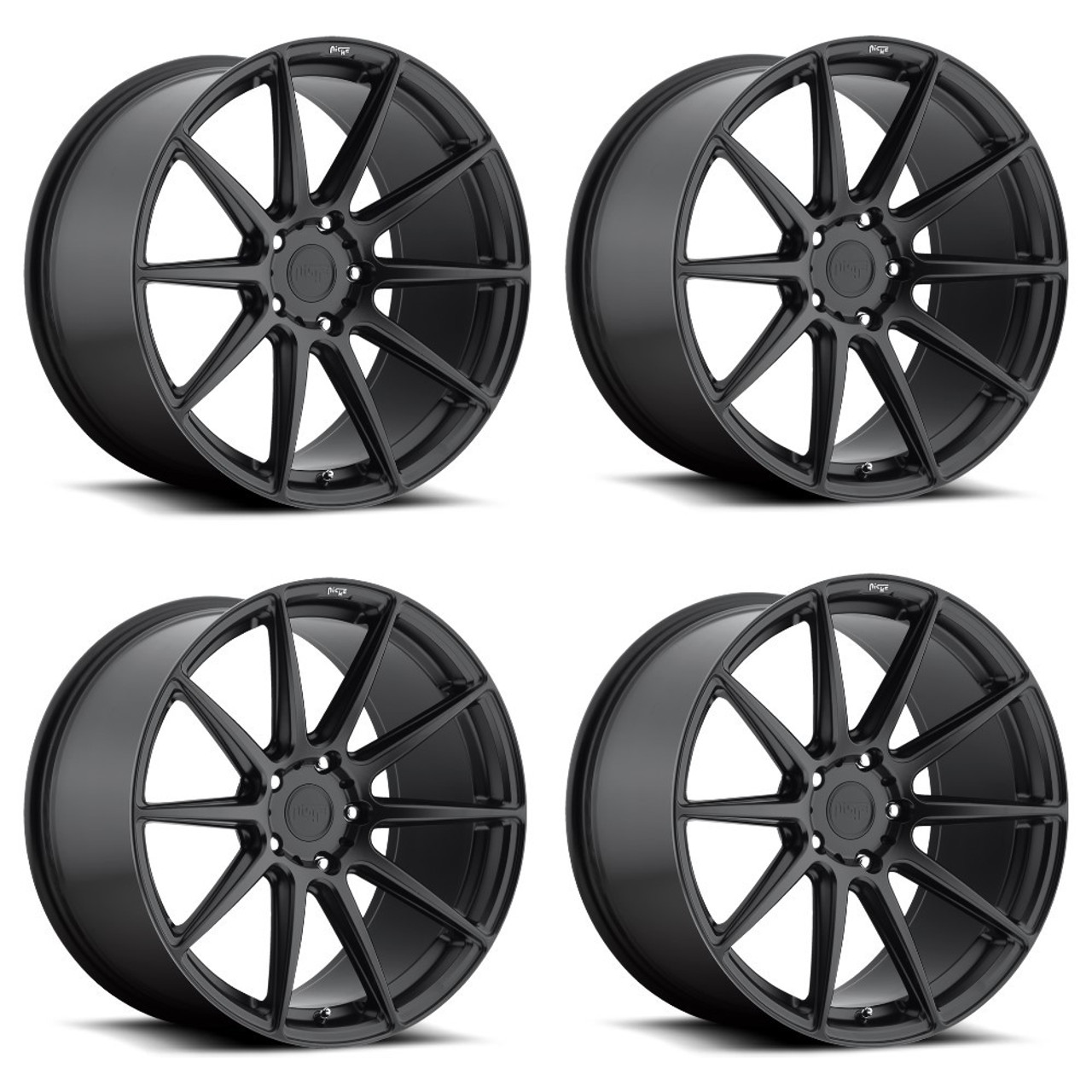 Set 4 Niche M147 Essen 21x9 5x130 Matte Black Wheels 21" 45mm Rims