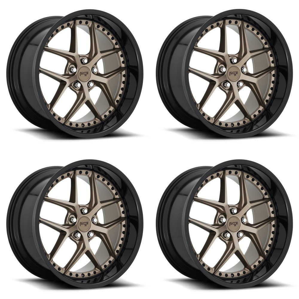 Set 4 Niche  M227 Vice 20x10.5 5x115 Bronze Black Bead Ring Wheels 20" 20mm