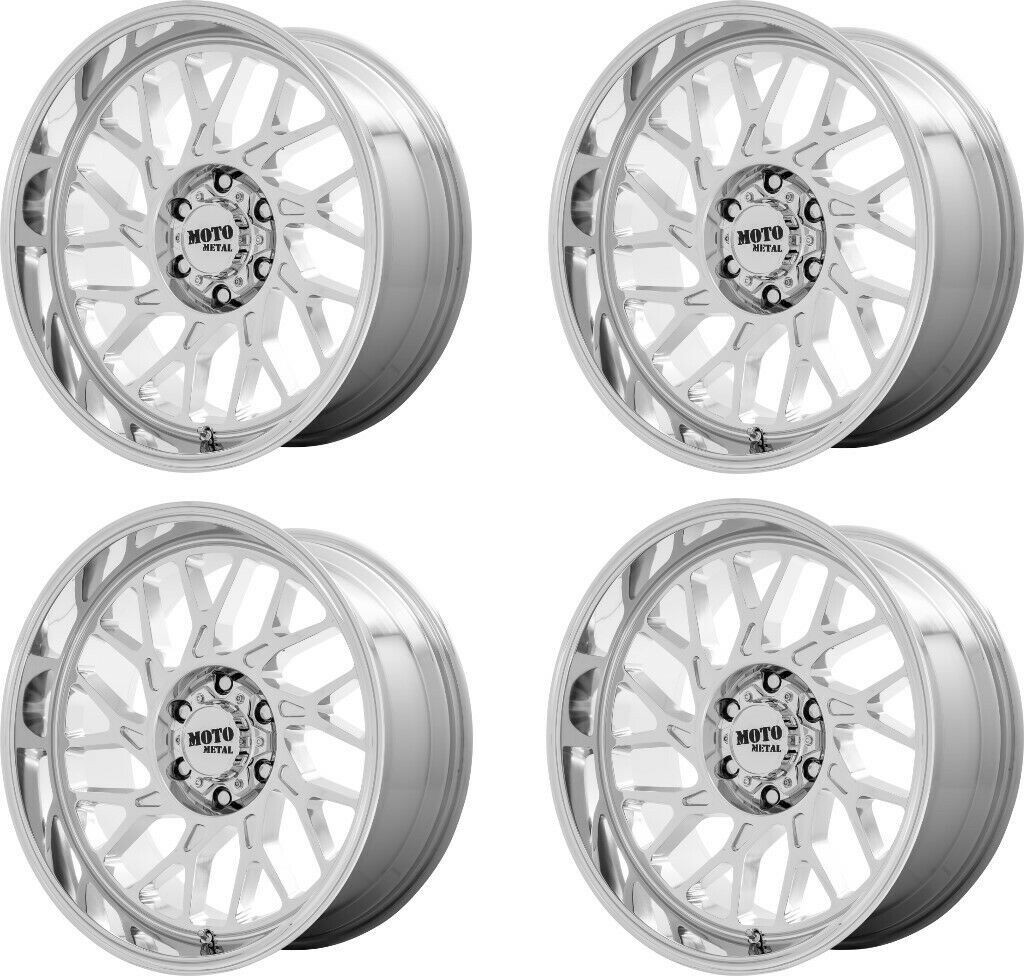 Set 4 Moto Metal MO805 20x10 5x5 Chrome Wheels 20" -18mm For Jeep Truck Rims