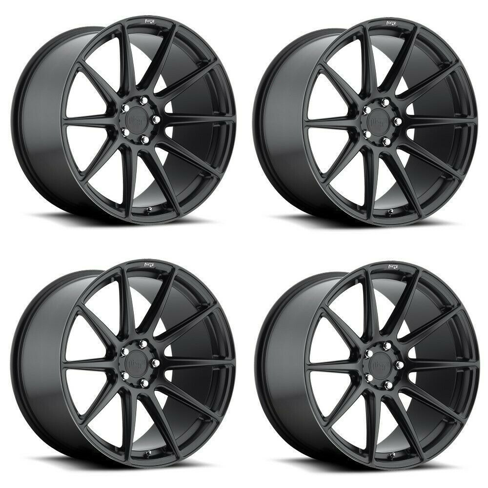 Set 4 Niche M147 Essen 20x10 5x120 Matte Black Wheels 20" 40mm Rims
