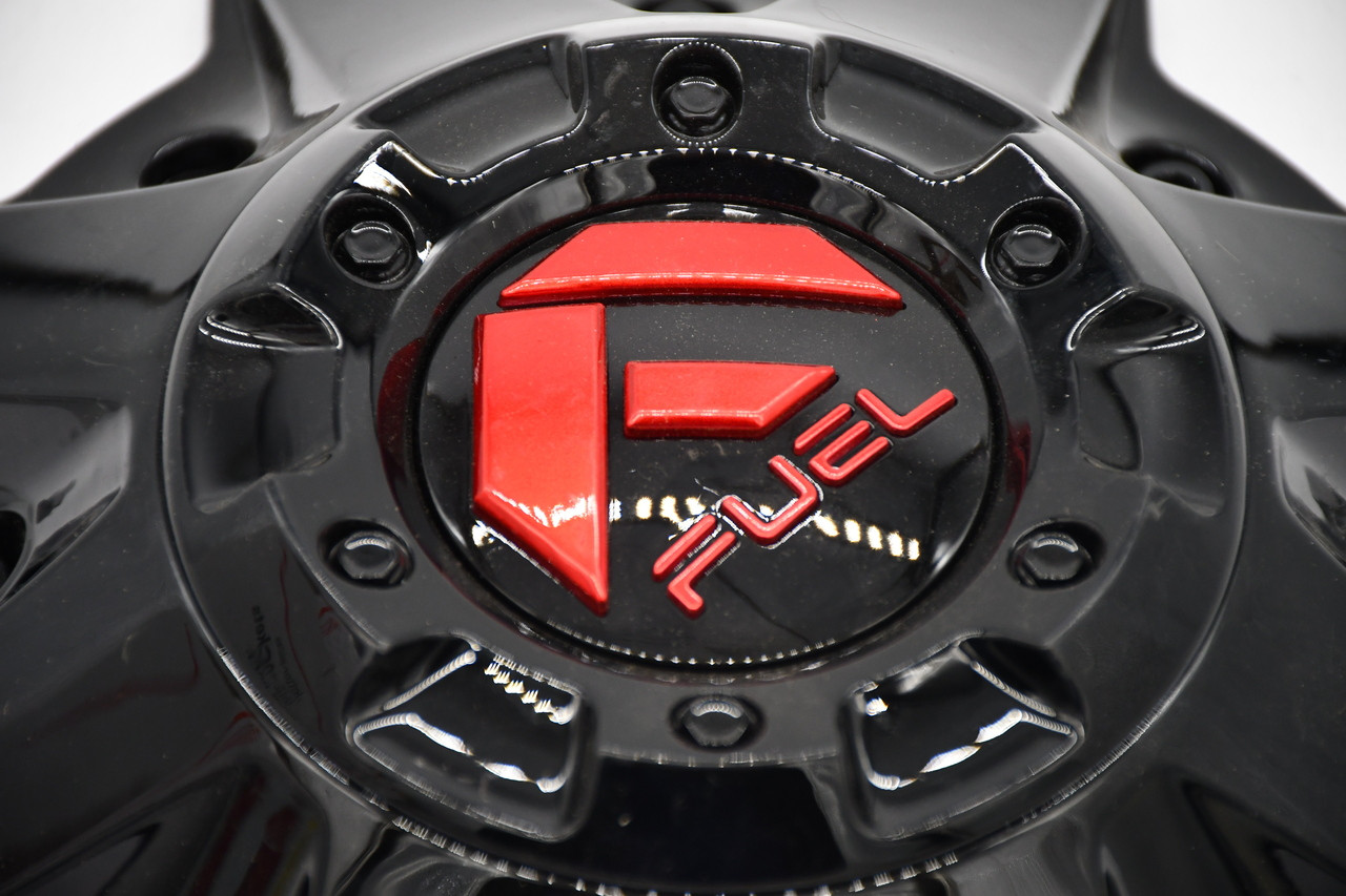 Fuel Gloss Black Red Logo Wheel Center Cap Hub Cap U1001-83GBQ 8.5" Fuel Stroke Triton 8 Lug