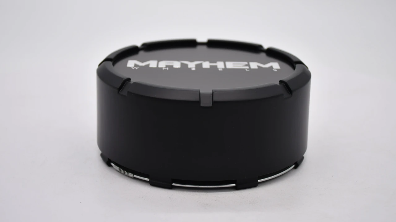 Side profile of Mayhem C108303MB04 matte black 8-lug wheel center cap