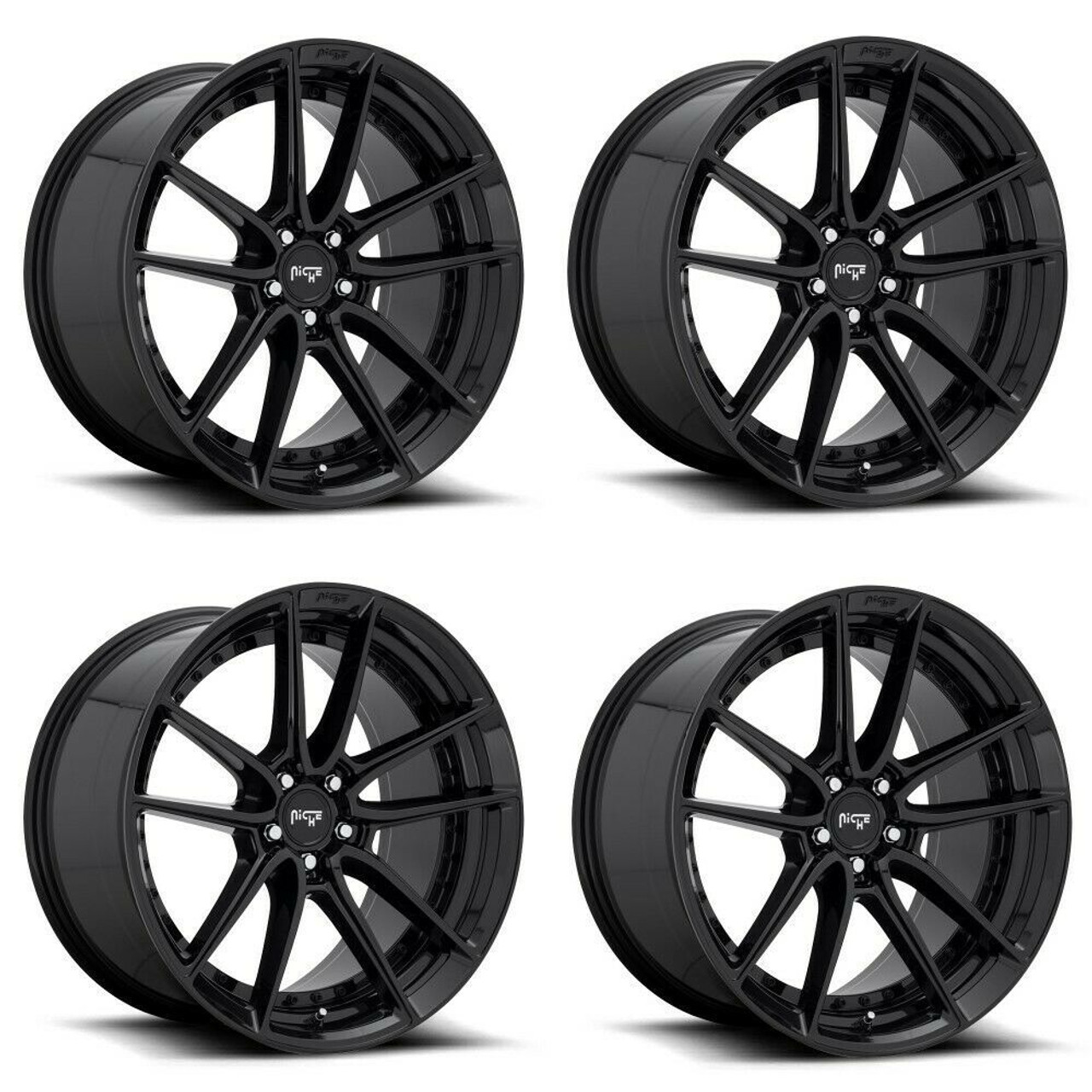Set 4 Niche M223 Dfs 18x8 5x4.5 Gloss Black Wheels 18" 40mm Rims