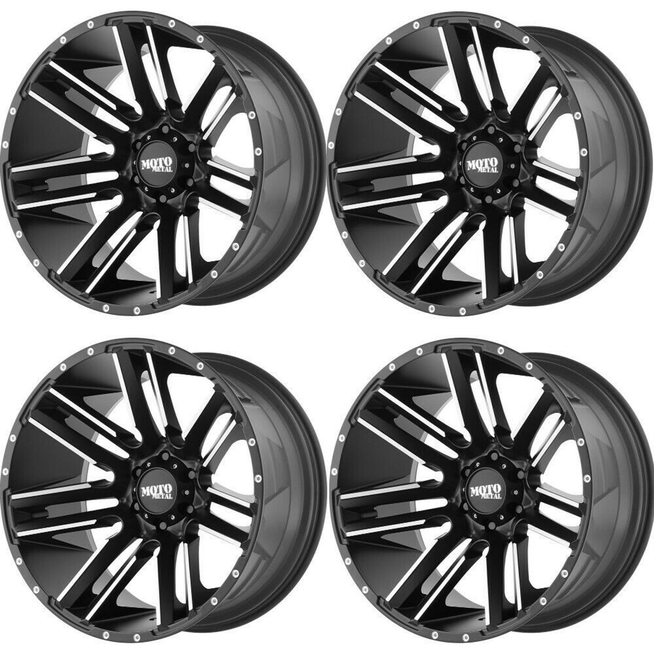Set 4 Moto Metal MO978 Razor 20x9 6x5.5 Satin Black Machined Wheels 20" 18mm