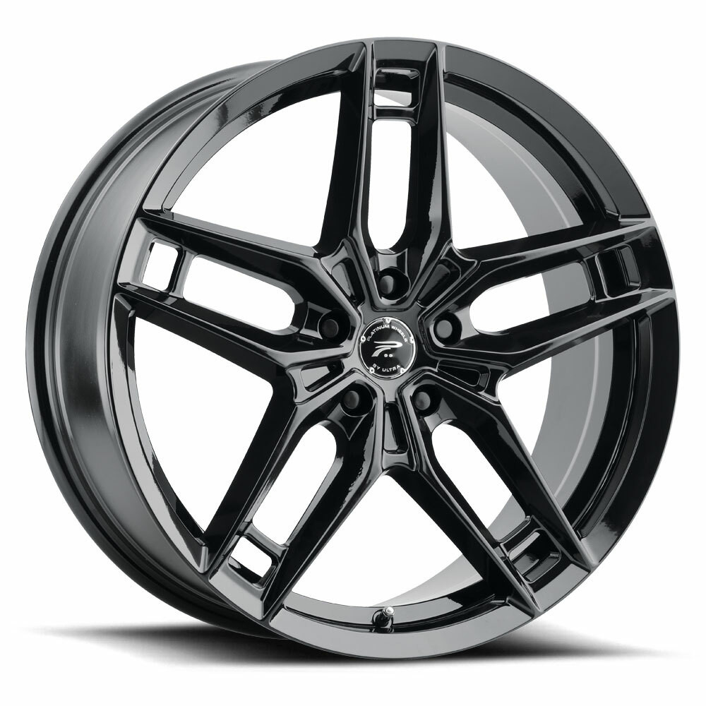 Set 4 18" Platinum 464BK Lotus Gloss Black 18x8 Wheels 5x112 40mm Rims