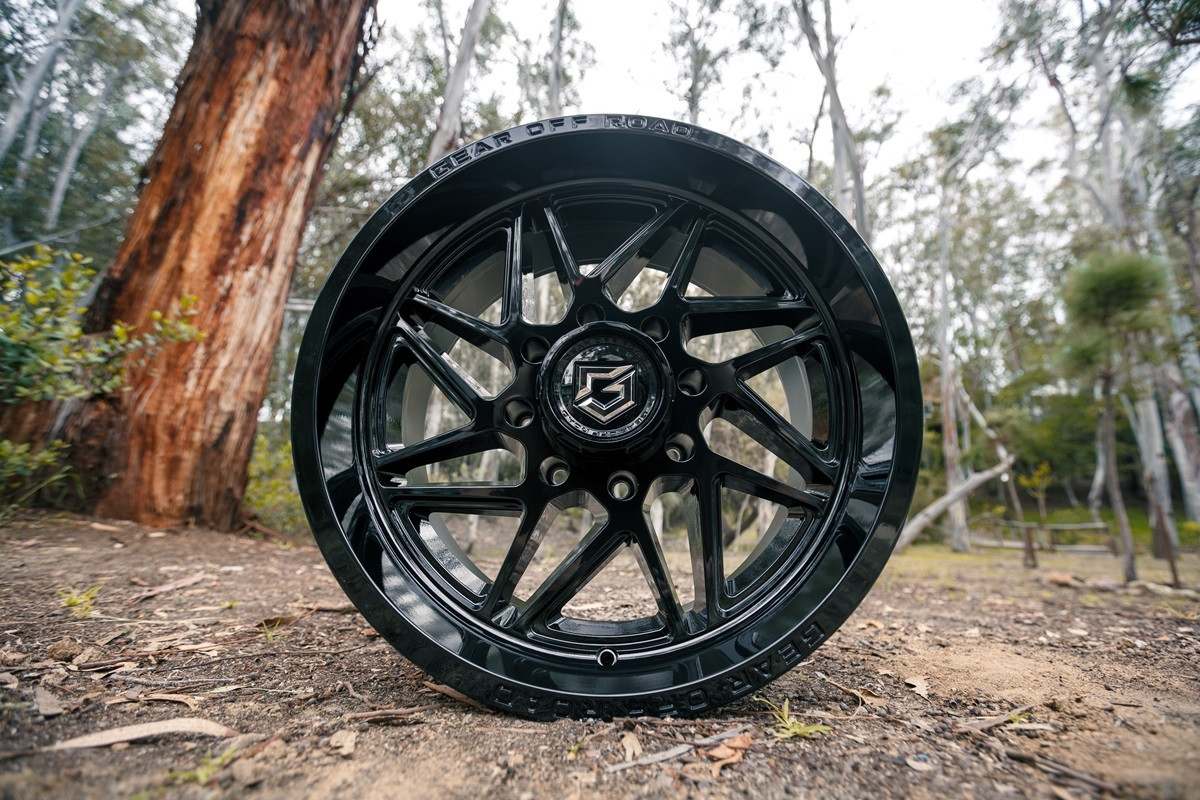 Set 4 22" Gear Off Road 761B Ratio Gloss Black 22x10 Wheels 6x135 6x5.5 Rim -19mm