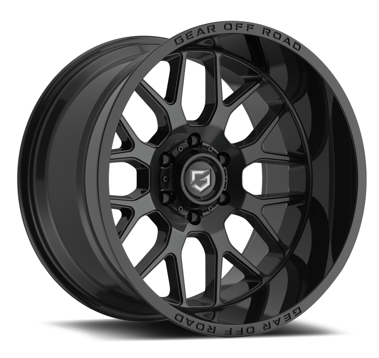Set 4 20" Gear Off Road 763B Raid Gloss Black Wheel 20x9 5x5.5 18mm Truck Rims
