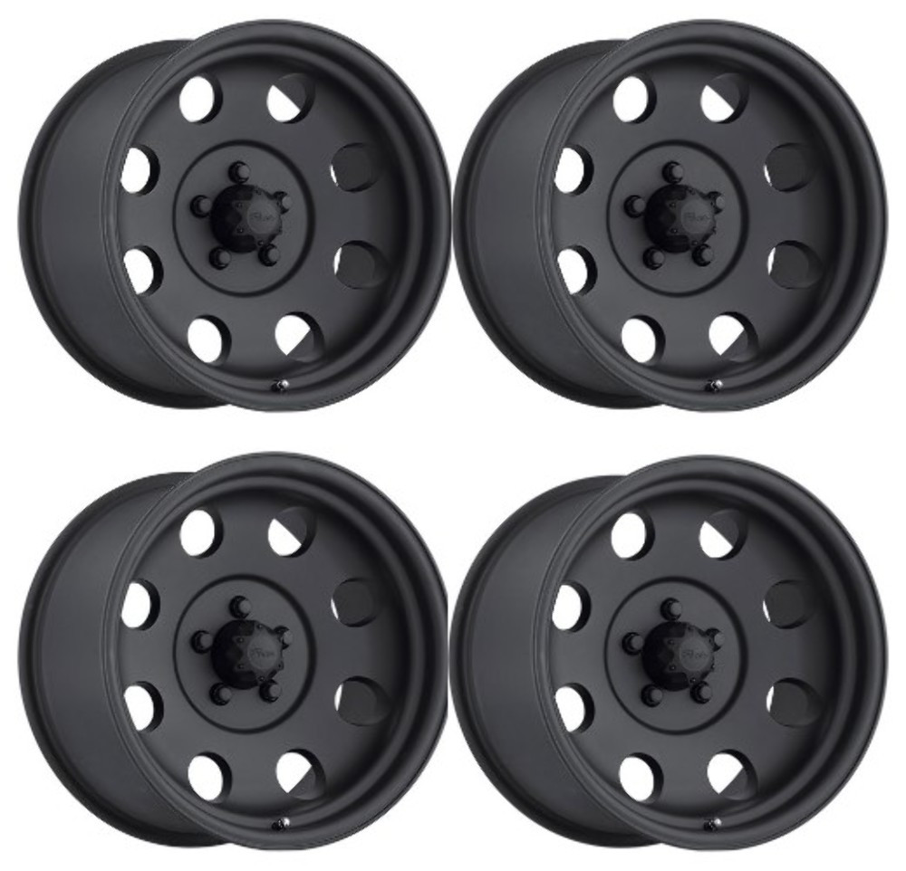 Set 4 16" Pacer 164B LT Mod Black 16x8 Wheels 6x5.5 -06mm Truck Rims