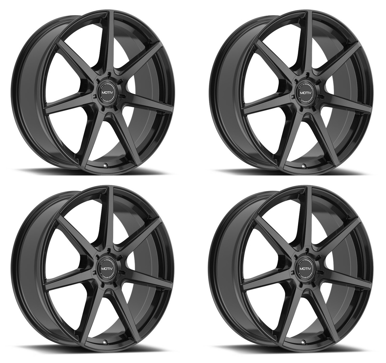 Set 4 18" Motiv 432B Rigor 18x7.5 Gloss Black Wheels 5x108 5x4.5 40mm Rims