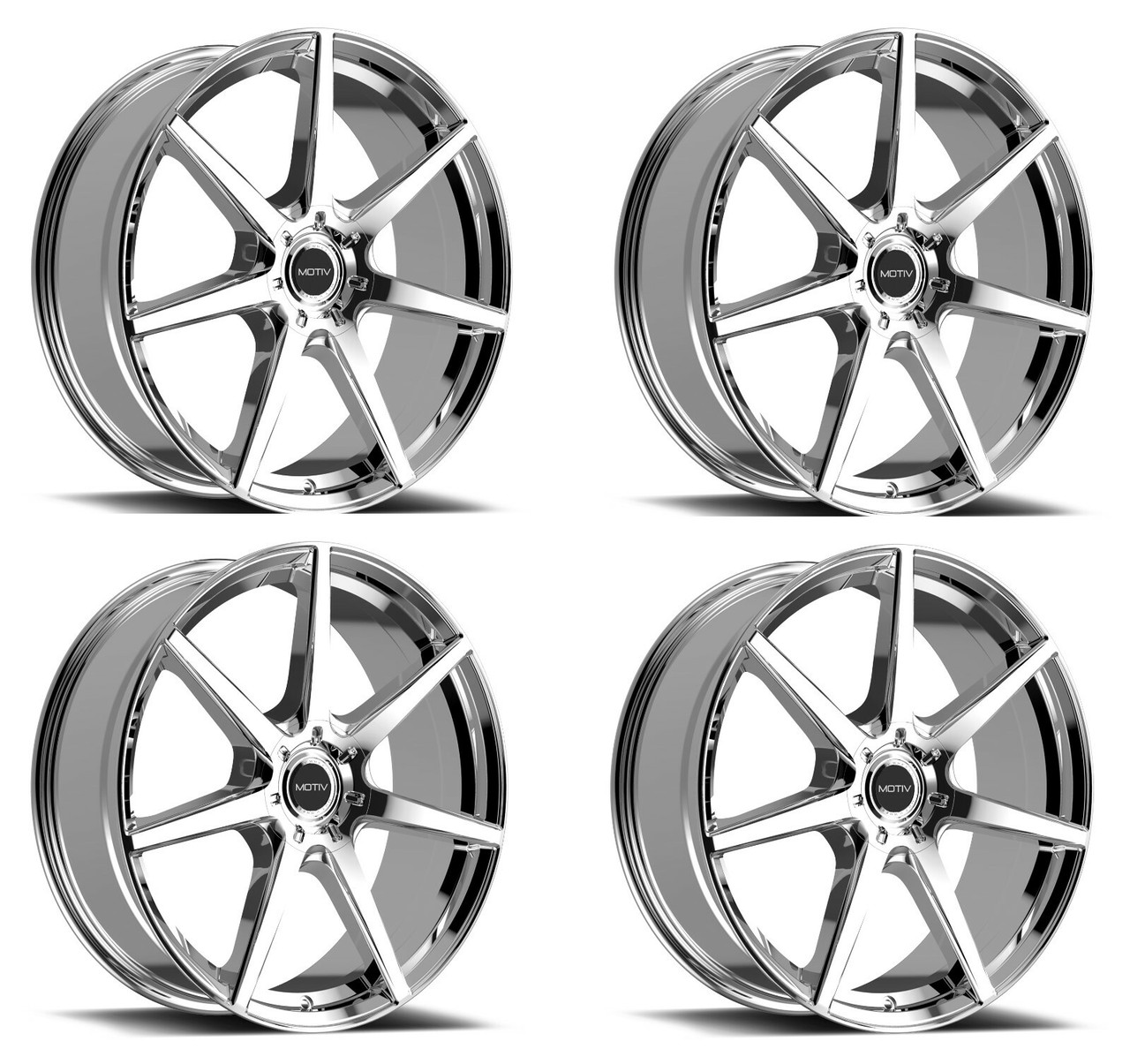 Set 4 22" Motiv 432C Rigor 22x9 Chrome Wheels 5x112 5x4.5 40mm Rims