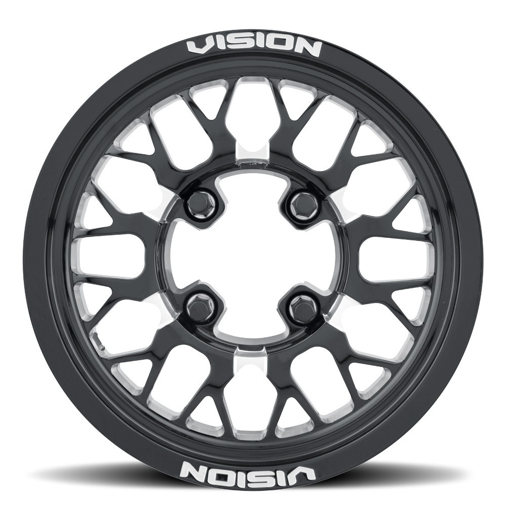 15" Vision 346 Storm UTV Gloss Black Milled Spoke 15x7 Wheel 4x156 38mm Rim