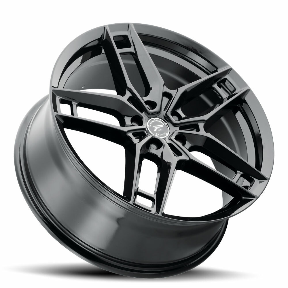 18" Platinum 464BK Lotus Gloss Black Clear Coat 18x8 Wheel 5x112 +40mm Rim