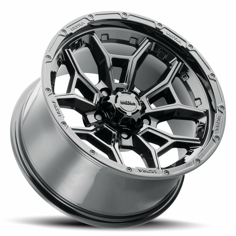 Set 4 17" Ultra 125BK Warmonger 5 Gloss Black 17x9 Wheels 5x5.5 -12mm Lifted Rim