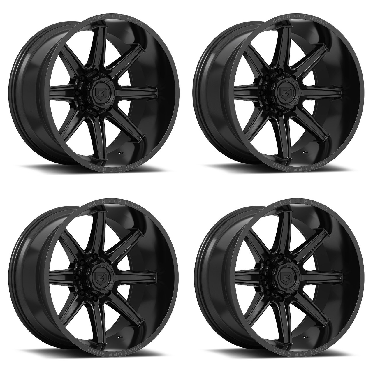 Set 4 20" Gear Off Road 765B Ridge Black 20x9 Wheels 6x135 6x5.5 18mm Truck Rims