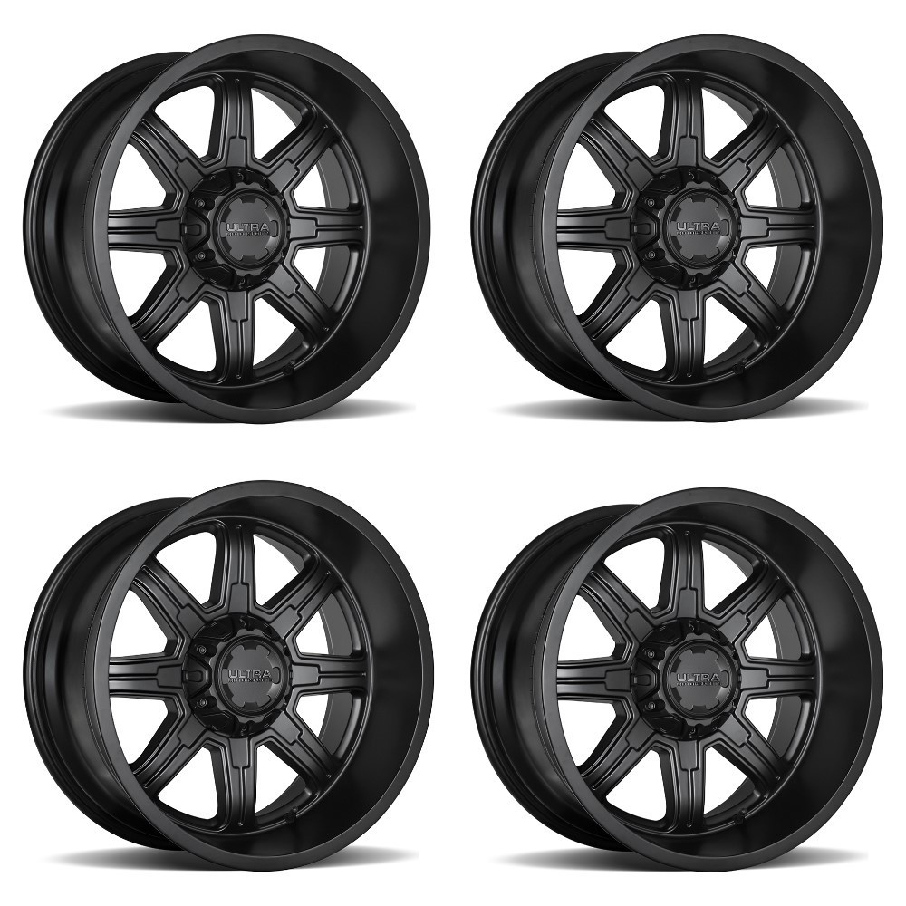 Set 4 17" Ultra 229SB Menace Satin Black  17x9 Wheels 5x4.5 5x5 12mm Rims