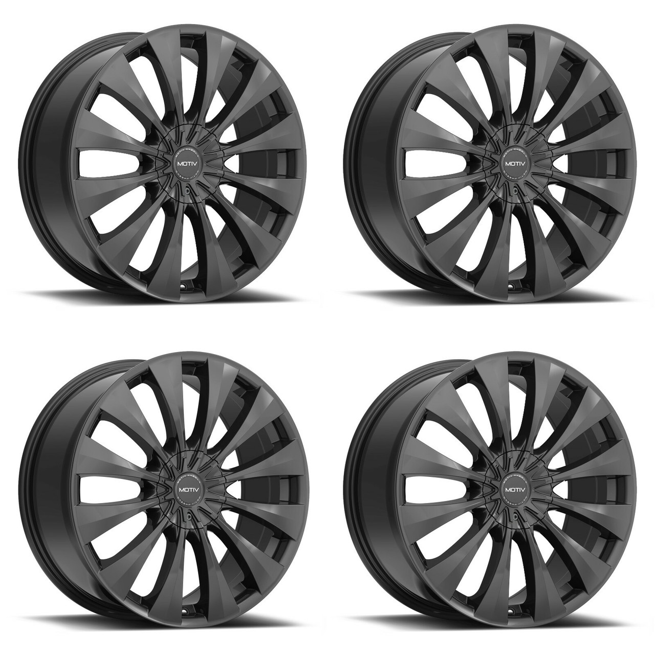 Set 4 16" Motiv 436B Margin Gloss Black 16x7.5 Wheels 5x100 5x4.5 Rim +38mm
