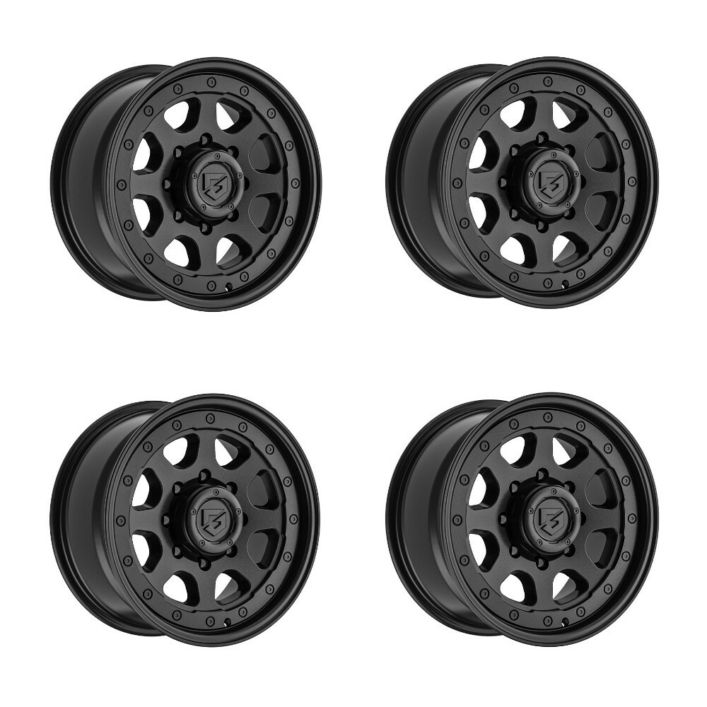 Set 4 16" Gear Off Road Nighthawk 774SB Satin Black 16x8 Wheels 8x6.5 00mm Rims