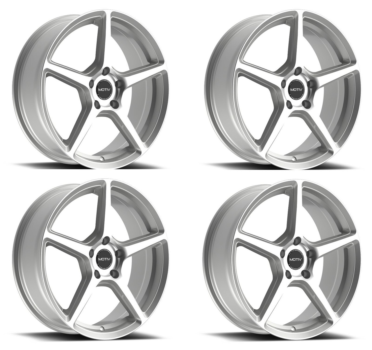 Set 4 16" Motiv 433MS Blade 16x7.5 Gloss Silver Machined Wheels 5x120 40mm Rims