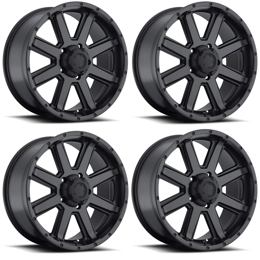 Set 4 17" Ultra 195SB Crusher Satin Black 17x8 Wheels 5x5 25mm Truck Rims