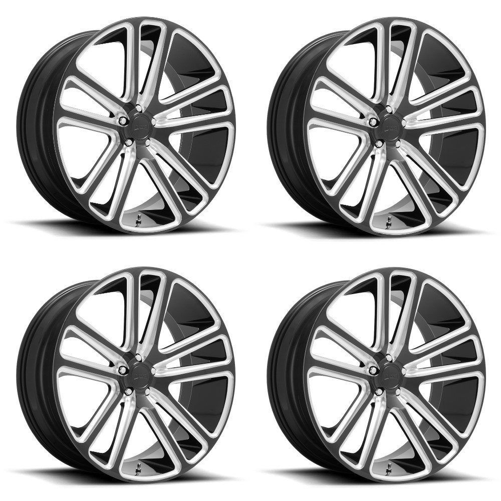 Set 4 DUB S255 Flex 24x10 6x5.5 Gloss Black Milled Wheels 24" 30mm Rims