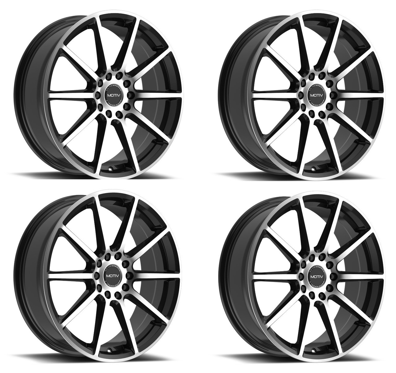 Set 4 18" Motiv 431MB Elicit Machined Black 18x7.5 Wheels 5x4.50 5x120 Rim +40mm