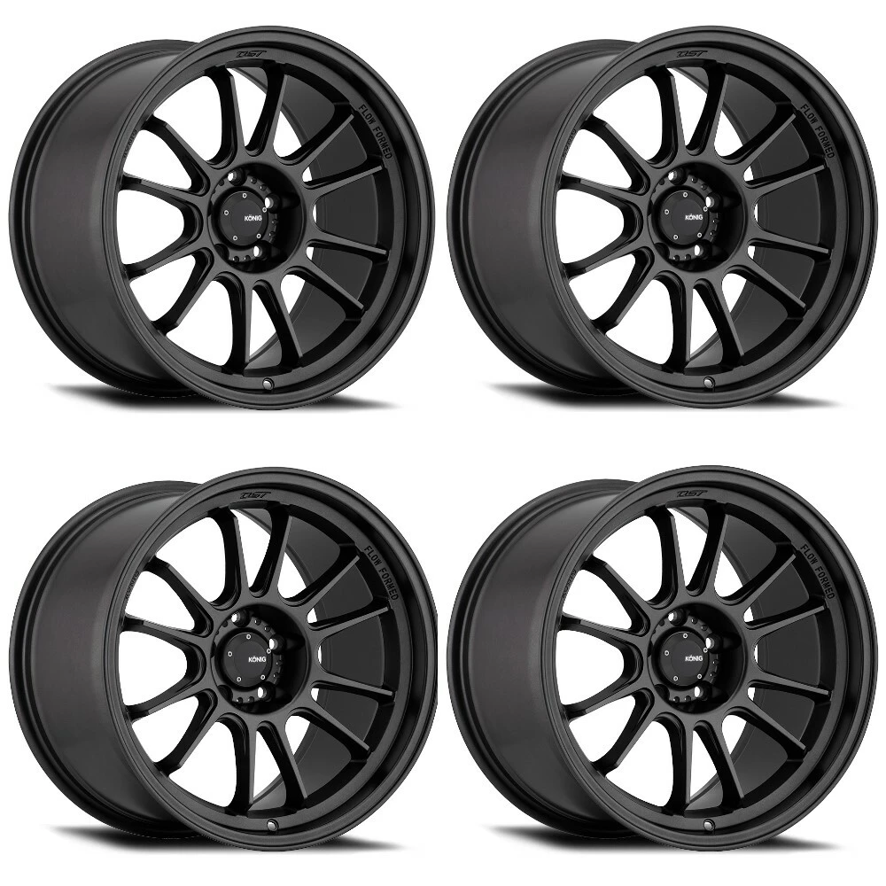 Set 4 19" Konig 47B Hypergram Matte Black 19x8.5 Wheels 5x4.5 38mm Rims
