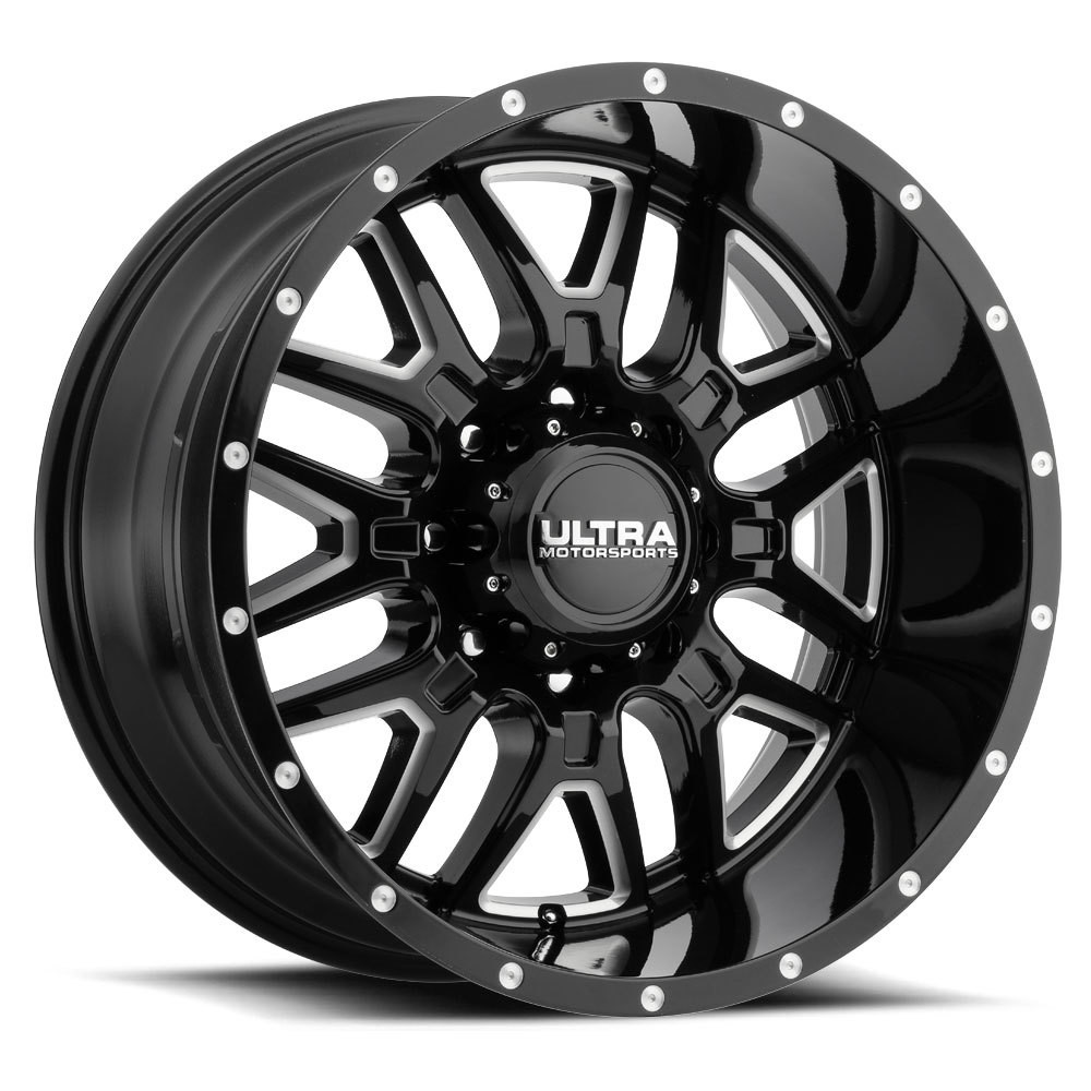 Set 4 20" Ultra 203BM Hunter Gloss Black Milled 20x10 8x170 -25mm Lifted Wheels