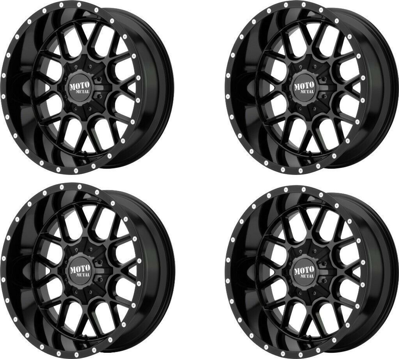 Set 4 Moto Metal MO986 Siege 20x10 6x135 6x5.5 Gloss Black Wheels 20" -18mm Rims