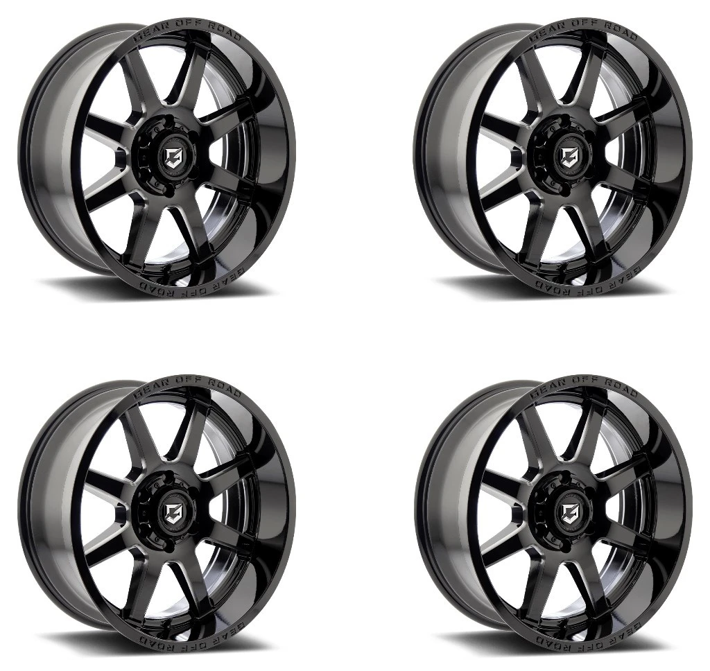 Set 4 20" Gear Off Road 762BM Pivot Gloss Black Milled 20x10 Wheels 6x5.5 -19mm