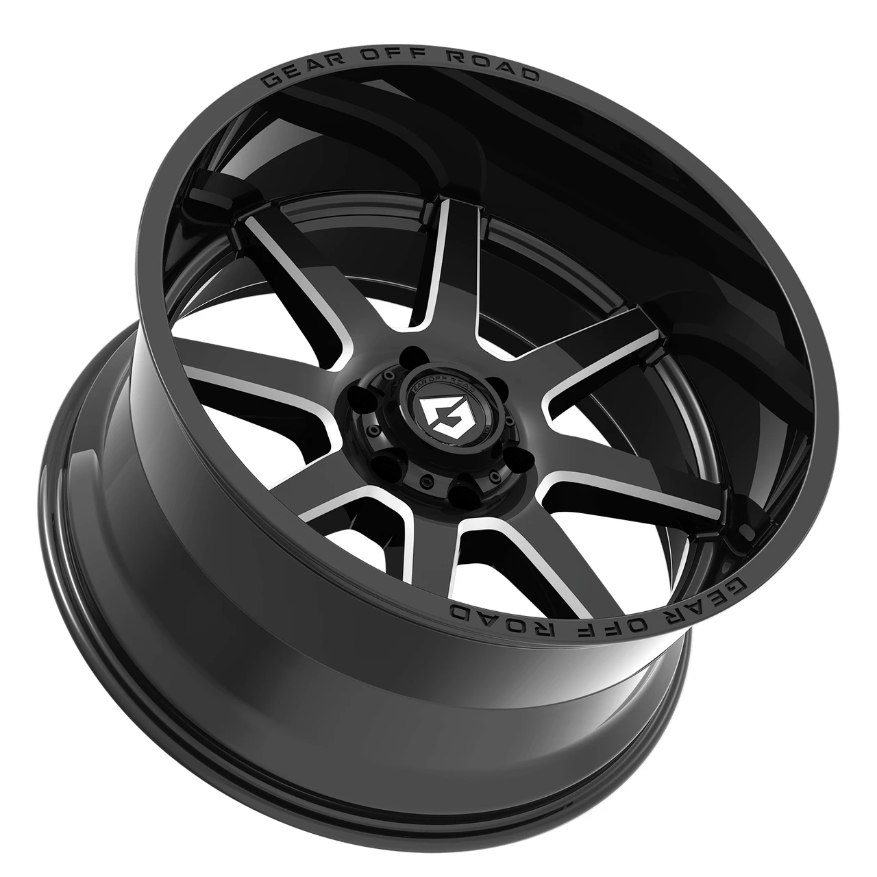Set 4 20" Gear Off Road 762BM Pivot Gloss Black Milled 20x10 Wheels 6x5.5 -19mm