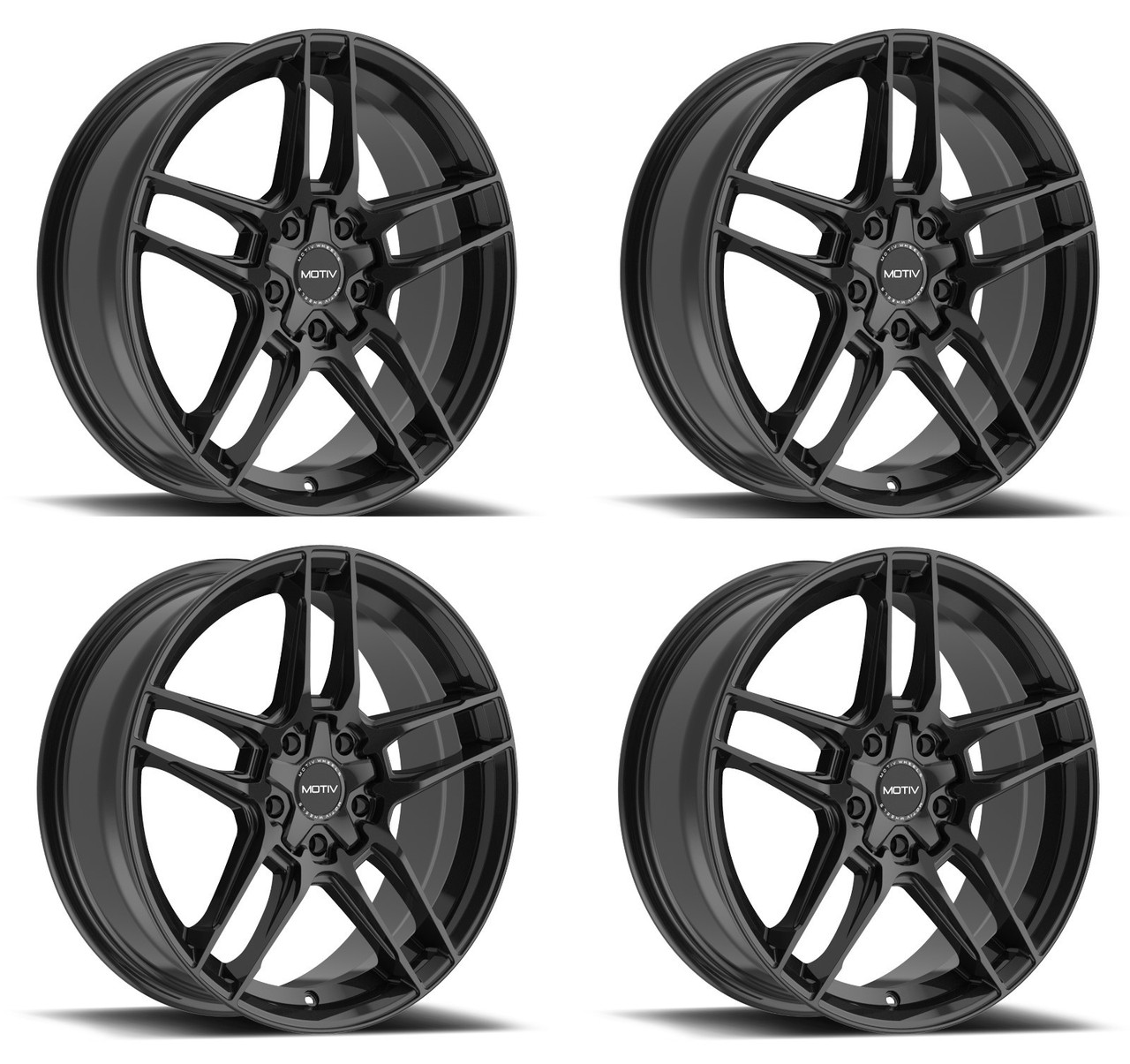 Set 4 18" Motiv 434B Matic Gloss Black 18x7.5 Wheels 5x4.5 5x120 Rims +40mm