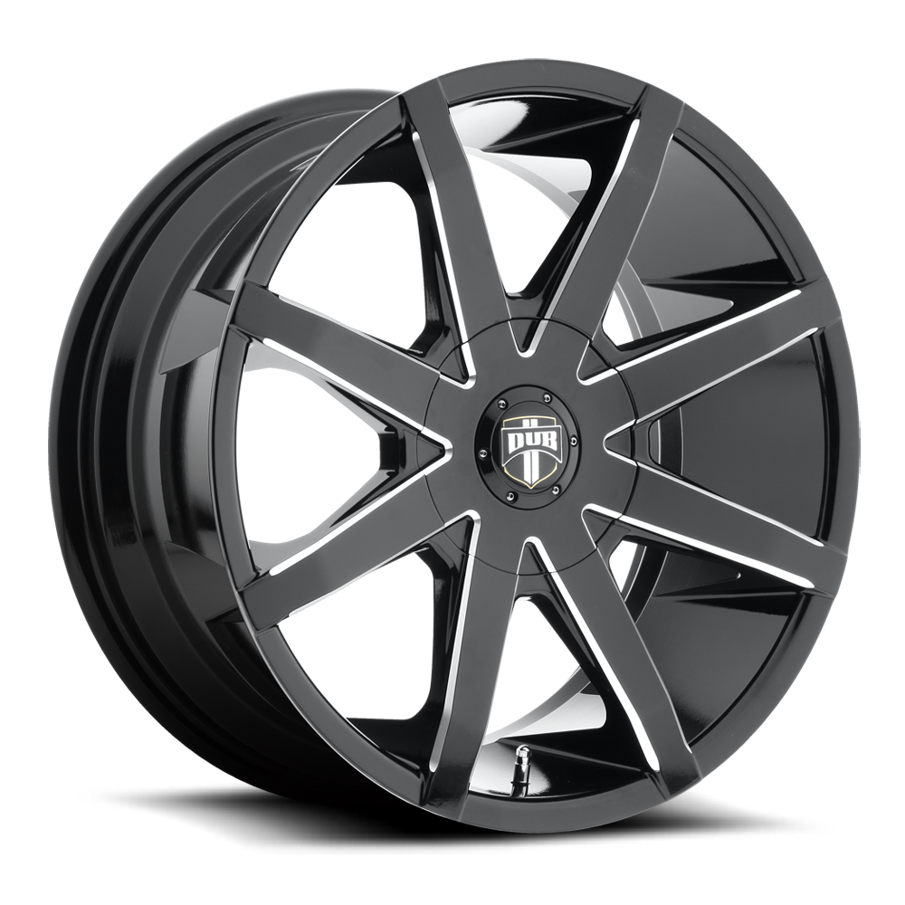 Set 4 DUB S109 Push 22x9.5 5x4.5 5x120 Gloss Black Milled Wheels 22" 32mm
