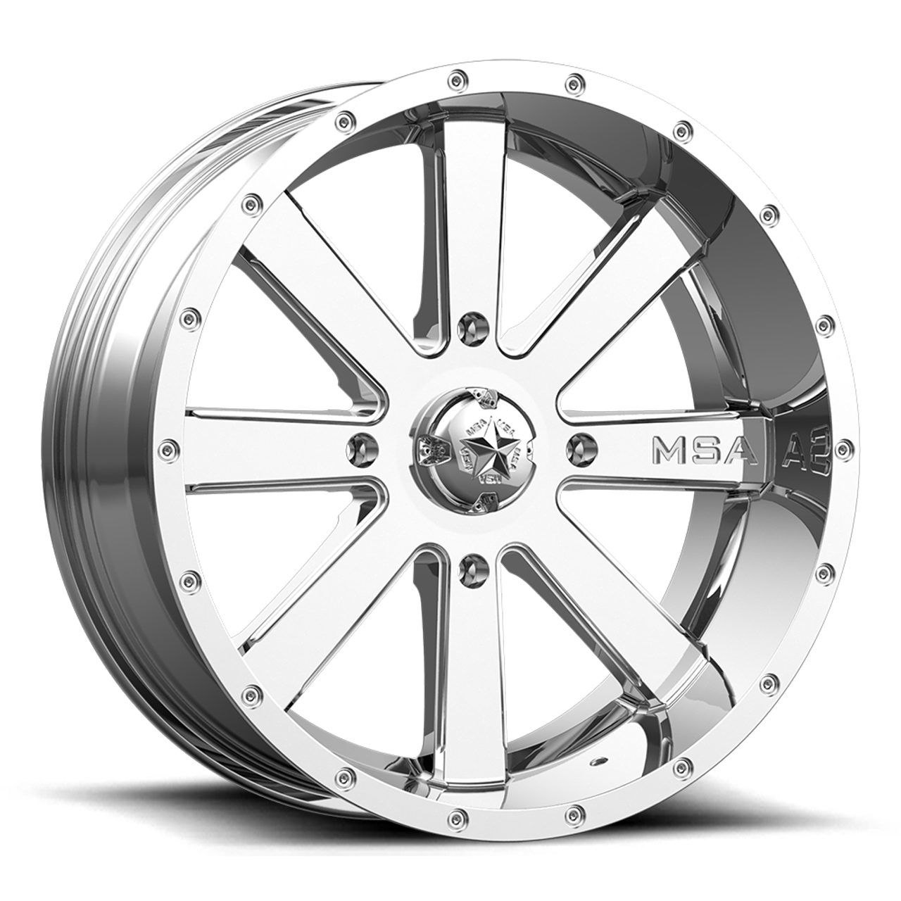 Set 4 18" MSA Offroad M34 Flash 18x7 4x137 Chrome Wheels 0mm Rims