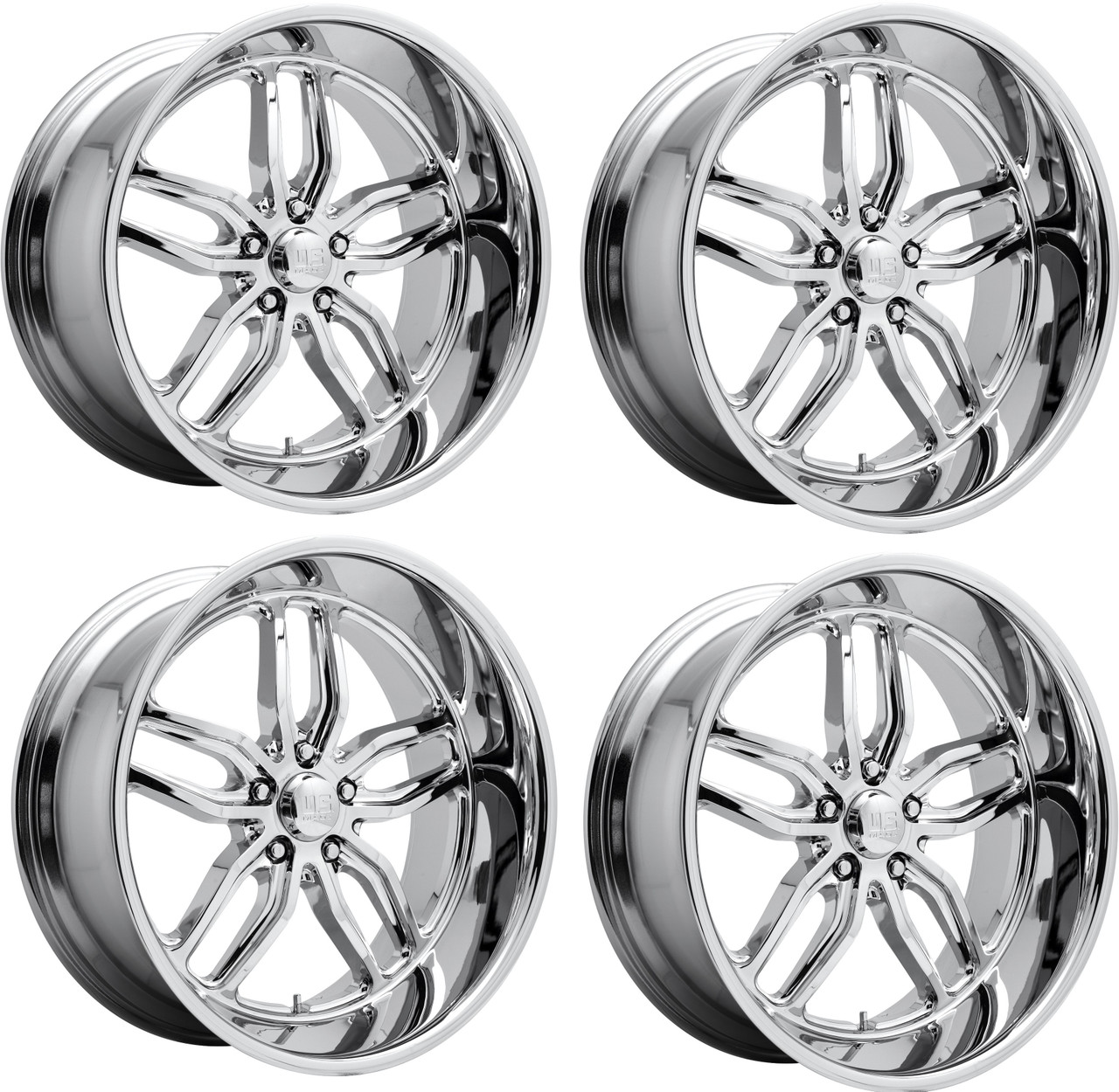 Set 4 US Mag U127 Cten 20x8.5 5x4.75 Chrome Plated Wheels 20" 7mm Rims